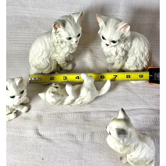 Rare Vintage LEFTON Japan Long Hair Cat Kittens Figures Figurines Family of 5 - Picture 5 of 5